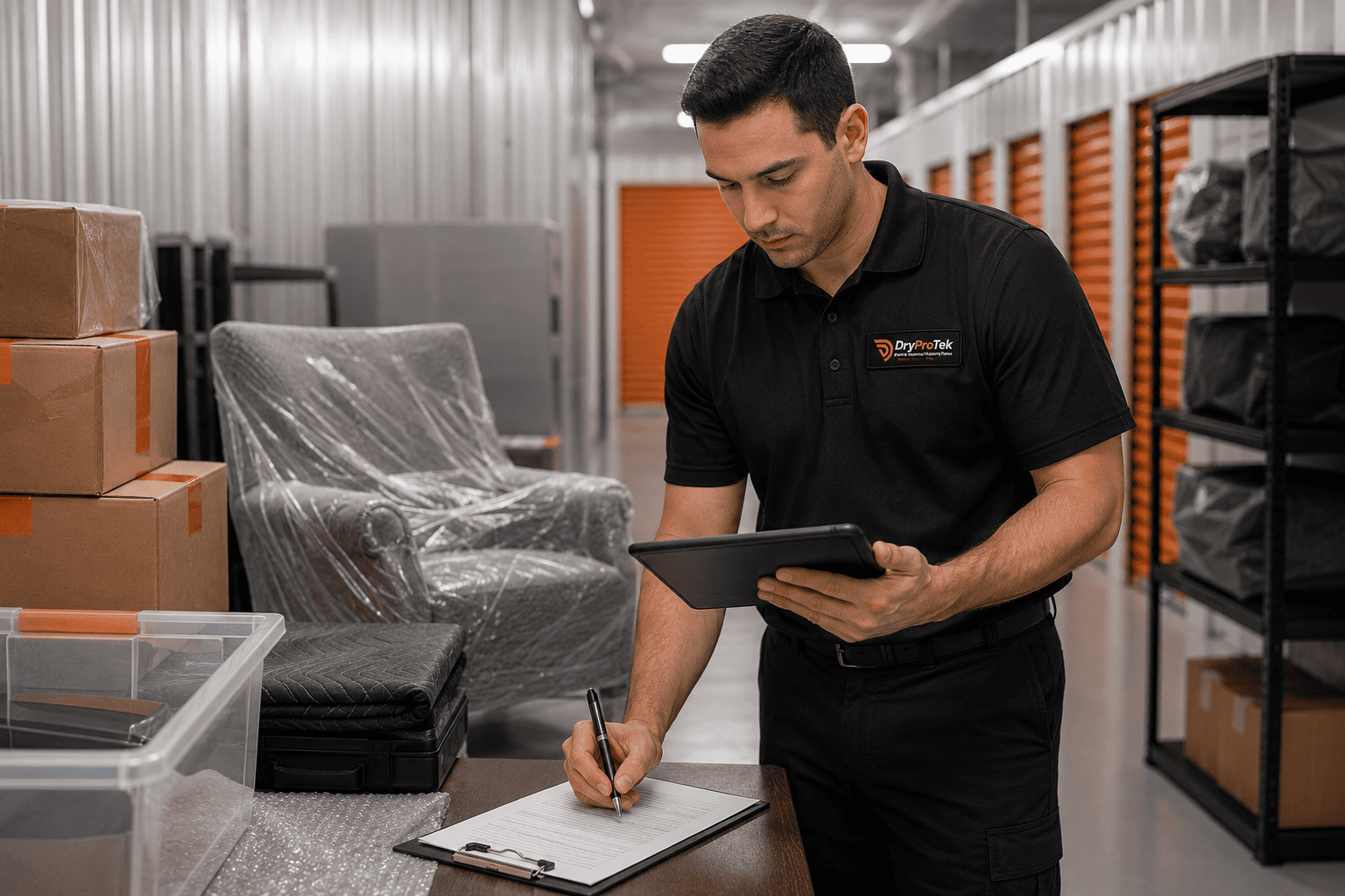 DryProTek content restoration team carefully packing and inventorying belongings