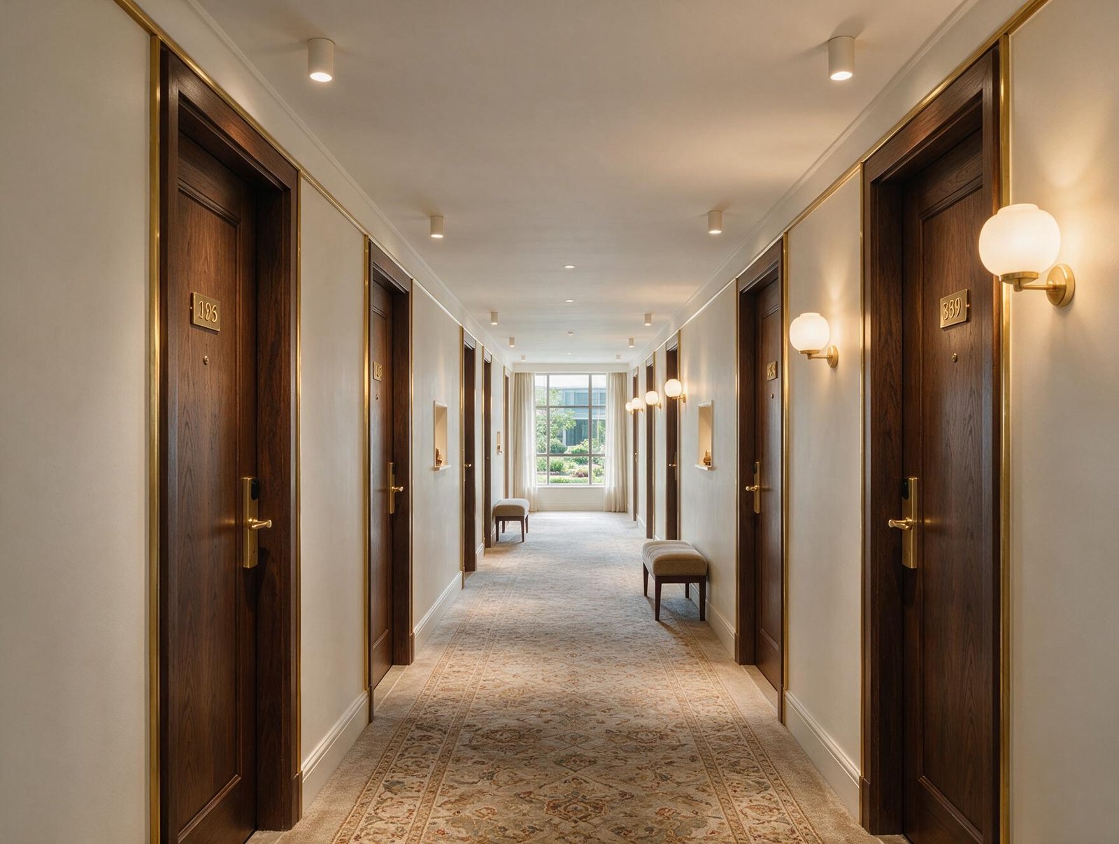 Modern hotel corridor representing hospitality and hotel properties served by DryProTek